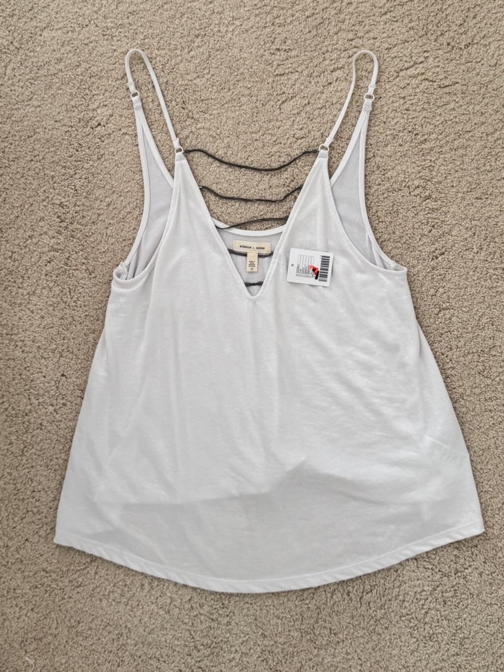 UO silence + noise White V-Neck Strappy-Front Camisole